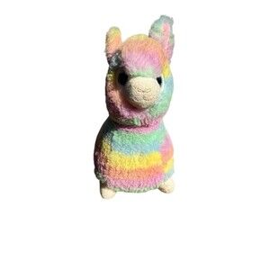 Aurora Rainbow Llama Plush – Soft Pastel Stuffed Animal – 7” Alpaca Toy
